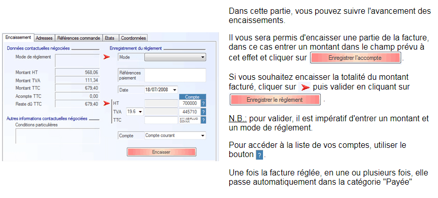 interface de dovax pour encaisser une facture interface de DOVAX permettant de faire des encaissements